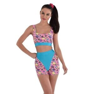 AMSCAN Women's 80's Workout Set Halloween Costume NEW Bike Shorts | Size L/XL